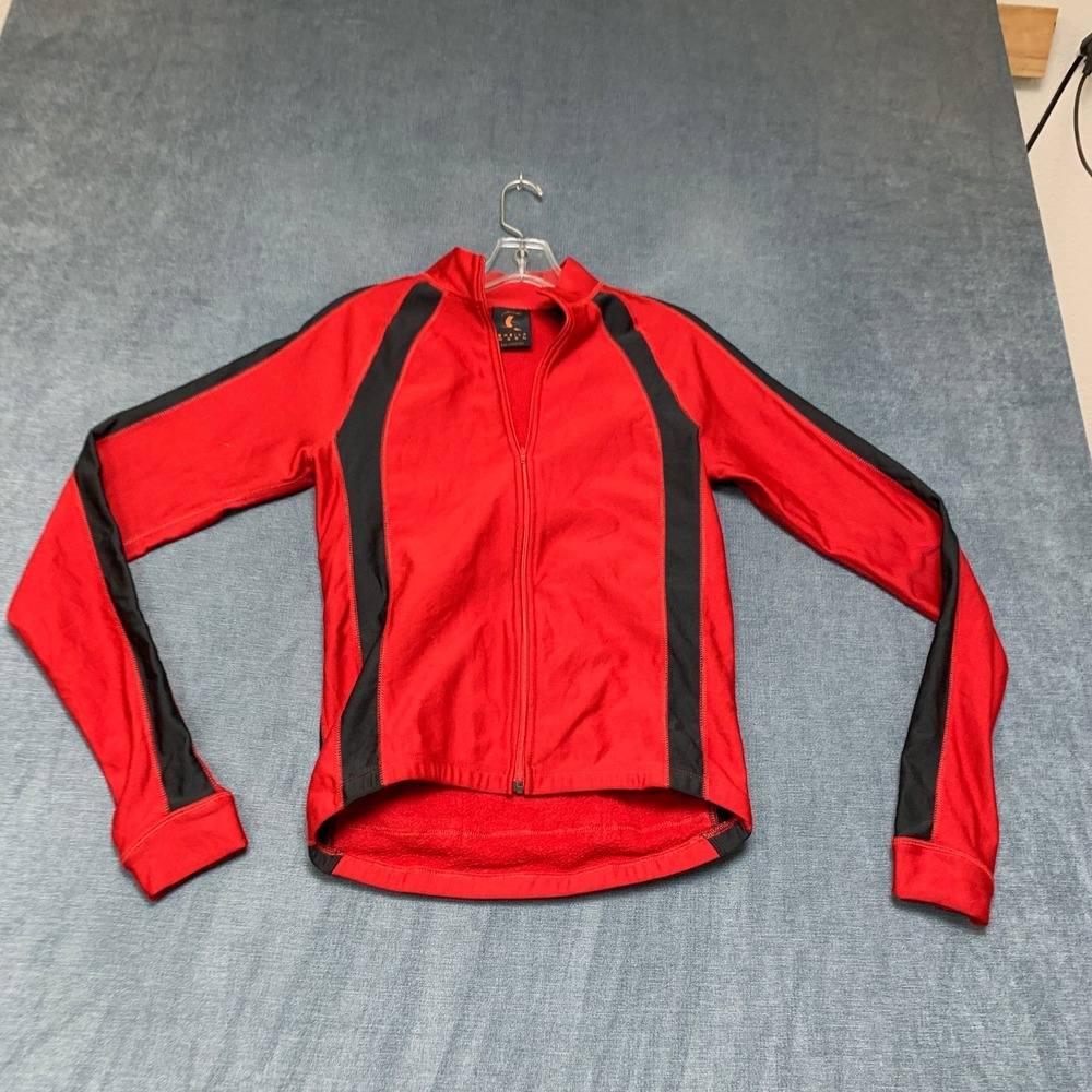 Sheila Moon Cycling Jersey Womens Red Athletic Fit Workout Back Pocket Full Zip